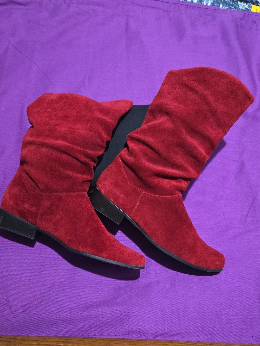 St. John's Bay Red Suede Slouch Boots